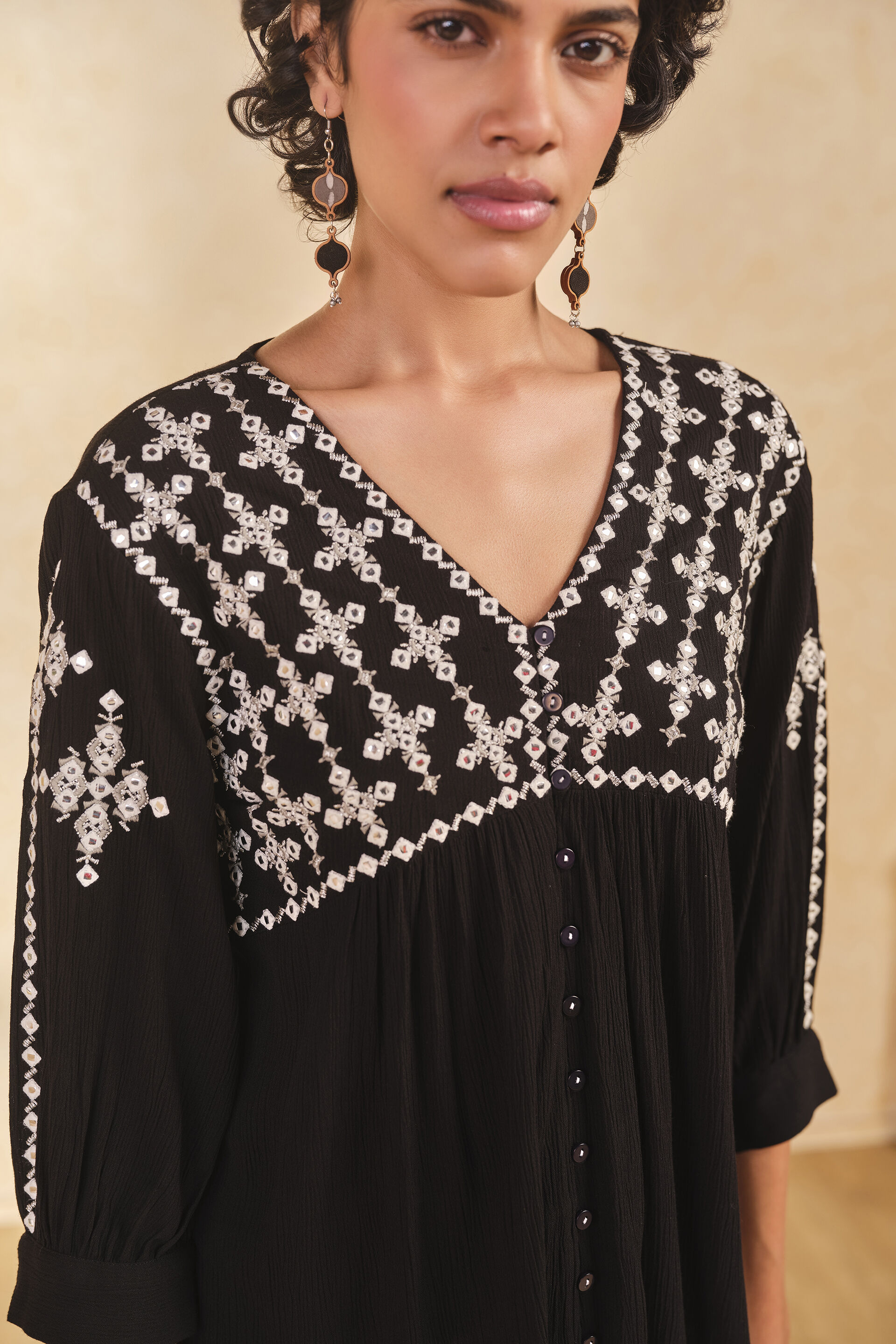 Embroidered Black Top, Black, image 7